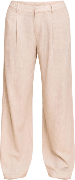 Beige Tailored Linen Wide Leg Pant