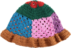 Women Crochet Bucket Hat Knitted Color Matching Fishing Hats Wide Brim Sun Cap