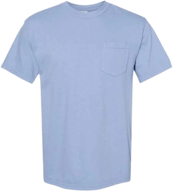 Comfort Colors Men's Adult Short Sleeve Pocket Tee, Style 6030, Washed Denimm
