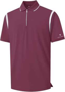M MAELREG Polo Shirts for Men Short Sleeve Casual Dry Fit Lightweight Performance Moisture Wicking Zipper Mens Golf Shirts X-Large Bordeaux