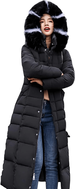Womens Long Puffer Coat with Hood Maxi Length Quilted Padded Jackets Winter Warm Long Sleeve Outerwear Pockets Black#1 3X-Large