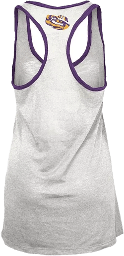 Women's White/Purple LSU Tigers Tracy Racerback Burnout Tank Top