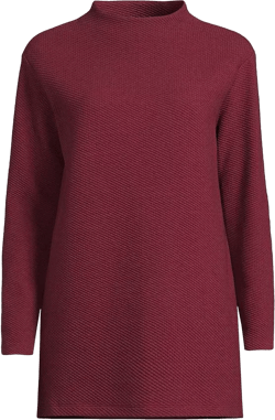 Women's Petite Long Sleeve Textured Pique Funnel Neck Tunic