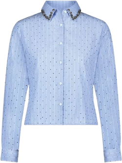 Women's Josefina Crystal Button Up - Blue Stripe