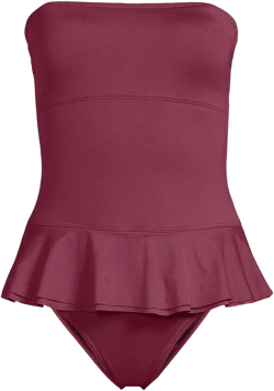 Lands' End Women's Sculpting Suit Ruffle Bandeau One Piece Swimsuit