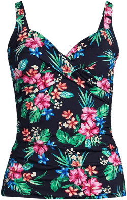 Women's D-Cup V-Neck Wrap Underwire Tankini Swimsuit Top