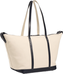 Leather Trim Canvas Large Shopper Tote