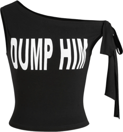 Asymmetrical Neck DUMP HIM Graphic Bowknot Top