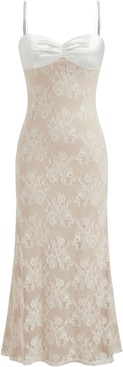 Lace Sweetheart Neck Floral Patched Cami Maxi Dress