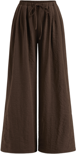 Low Rise Elastic Waist Knotted Wide Leg Trousers