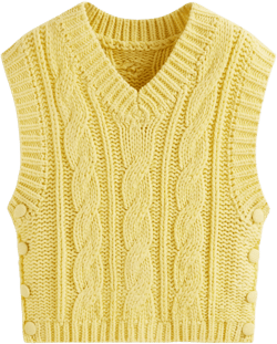 Cable Knit V-neck Side Button Vest