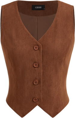 Corduroy V-neck Solid Button Blazer Vest