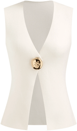 Knit V-neck Metal Button Vest