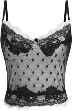 Lace V-neck Polka Dot Cami Top