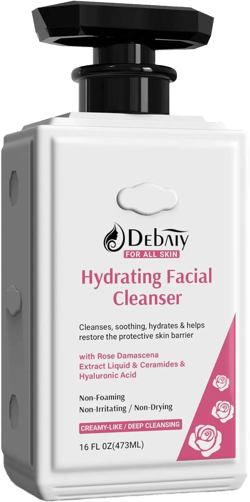 Rose Non Foaming Hydrating Facial Cleanser with Ceramide Face Wash for Family, Makeup Remover for Women Gentle Hydration & Purification (16 FL OZ)