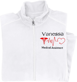 NACRE APPAREL Women's Custom Nurse Jacket Personalized Embroidered Lightweight Fleece Nurse Coat White XX-Large