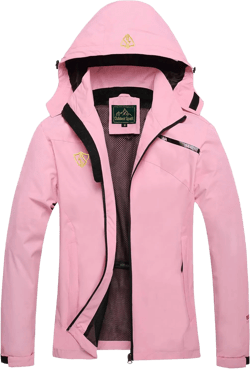 GIISAM Women's Waterproof Rain Jacket,Lightweight Windproof Full Zip Women's Packable Fall Raincoat Windbreaker with Hood