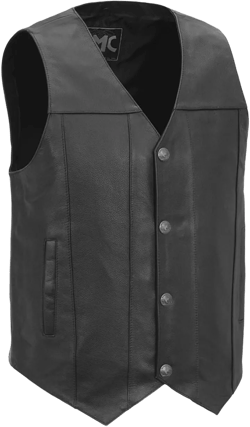 First Mfg Co. Gun Runner Midweight Leather Vest: V-Neck, Snap Front, Mesh Lining 8X-Large Black