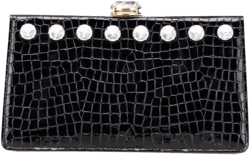 2013-2025 Croc Embossed Leather Crystal Embellished Solitaire clutch bag