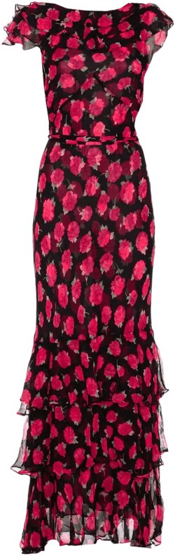 ruffled-detail floral-print maxi dress