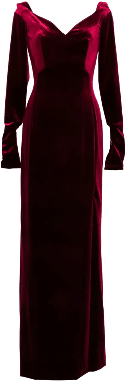 velvet long fitted dress