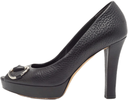 leather peep-toe platform pumps