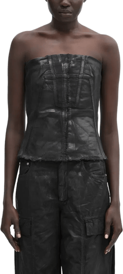 strapless frayed-hem vest