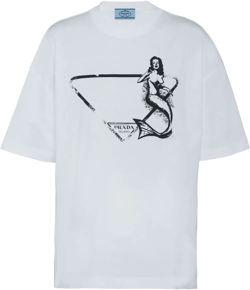 mermaid-print jersey T-shirt