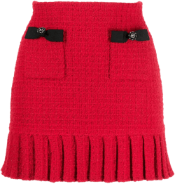 waffle-knit pleated miniskirt