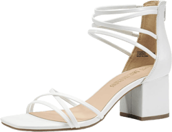 DREAM PAIRS Women's Rhinestone Block Heels Square Open Toe Ankle Strap with Zipper Comfortable Low Sandals for Daily Dressy Wedding