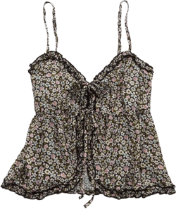 AE Tie Front Ruffle Trim Tank Top