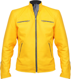 Men's Detective Dirk Gently Motorcycle Holistic Faux Leather Biker Jacket Yellow, Blue, Green Medium Yellow Faux Leather Jacket