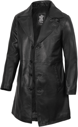 fjackets Leather Car Coats For Men – ¾ Length Real Lambskin Mens Fashion Brown & Black Leather Jacket Men X-Large Car Coat - Black