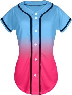 Womens Baseball Jersey Button Down Softball Jersey Short Sleeve Tee Hip Hop Shirt Active Team Sports Uniforms Blue&Pink L