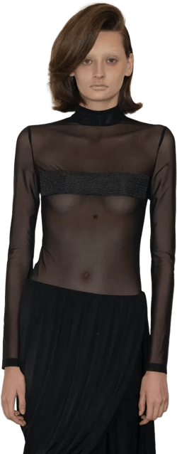 Mesh Longsleeve with Raffia detail