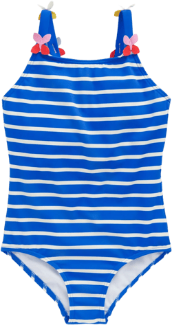 Appliqué  Strap Swimsuit-Gallery Blue Stripe Butterfly