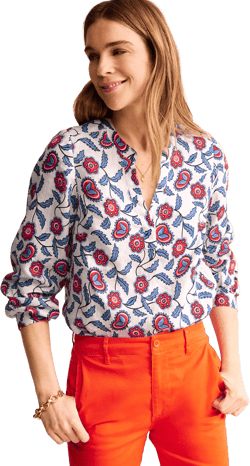 Alice Linen Top-Ivory, Floret Vine