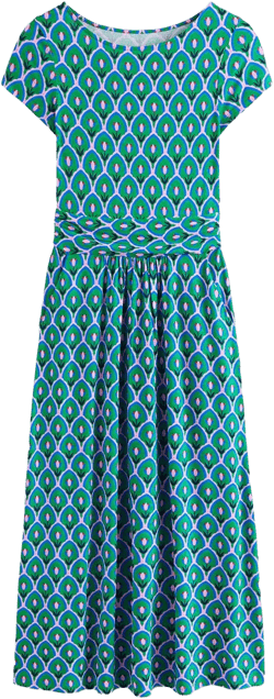 Amelie Jersey Midi Dress-Rich Emerald, Tulip Scallop