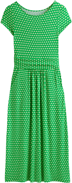 Amelie Jersey Midi Dress-Kelly Green, Crescent Stamp
