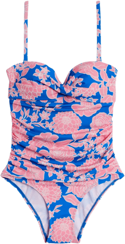 Andros Twist Front Swimsuit-Indigo Bunting, Blossom