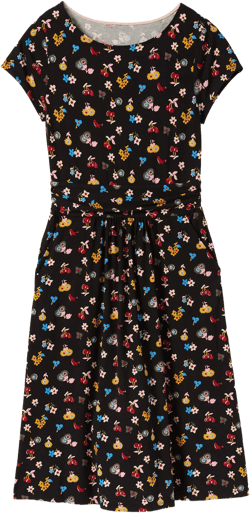 Amelie Jersey Dress-Black, Woodland Bud