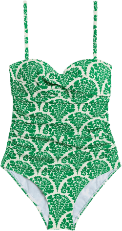 Andros Twist Front Swimsuit-Rich Emerald, Blossomy
