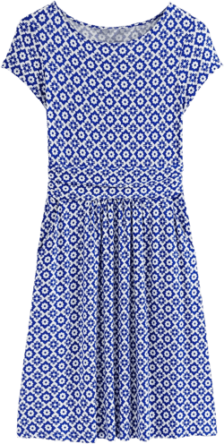 Amelie Jersey Dress-Surf The Web, Geometric Stamp