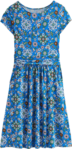 Amelie Jersey Dress-Indigo, Botanical Sprig