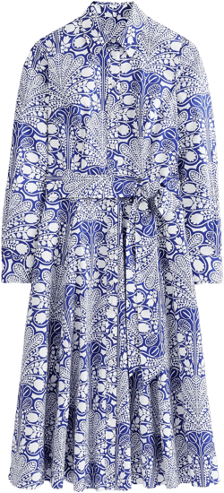 Amy Cotton Midi Shirt Dress-Surf the Web, Gardenia Swirl