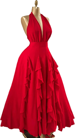 Plus Size Elegant Halter Dress with Bowknot and Ruffle Hem for Vacations and Parties