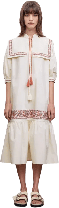 Smock Embroidered Dress in Cotton