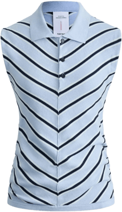 Stripe Windsor Collar Sleeveless Top in Fine Cotton