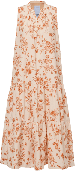 Emma Hand Painted Flora Sleeveless Midi Dress in Silk Cotton