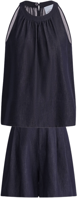 Kyra Sleeveless Vest Top and Short Matching Set in Lyocell Denim
